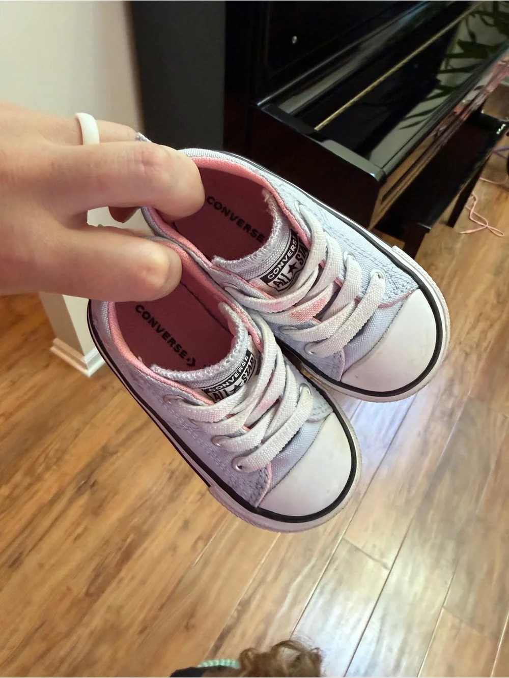 Converse Light Purple Canvas Sneakers with Pink Floral Detail